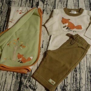 Gymboree My Little Tree House Blanket 0-3 Month Shirt Pants Outfit NWT